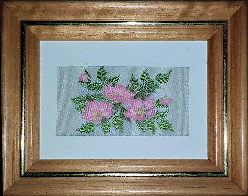 J & J Cash miniature woven picture of wild roses