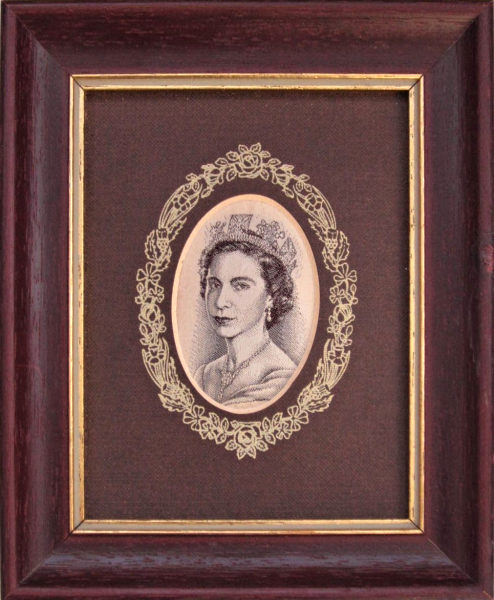 J & J Cash woven picture of Queen Elizabeth II, for Her Silver Jubilee
