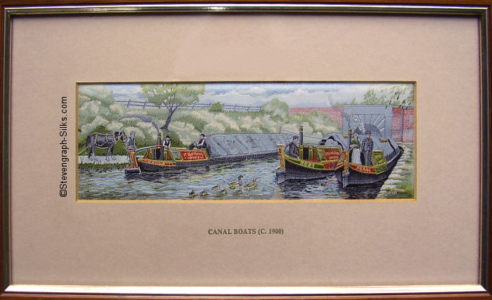 J & J Cash woven picture with title words of Canal Boats c. 1900