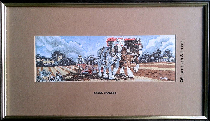 J & J Cash woven picture with title words of Shire Horses