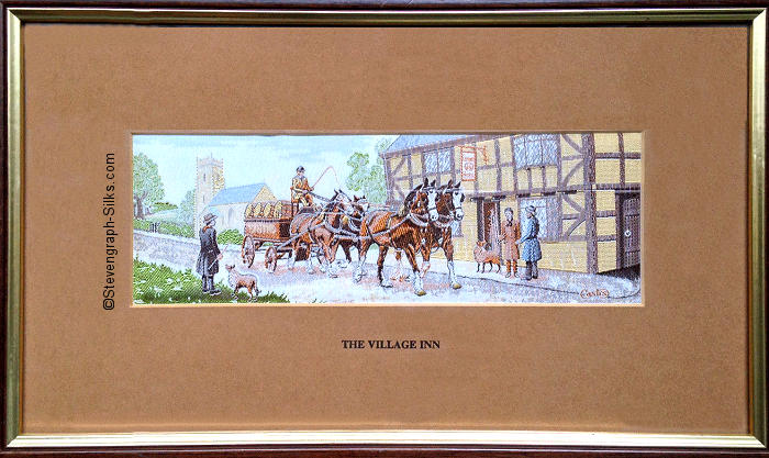 J & J Cash woven picture with title words of The Village Inn
