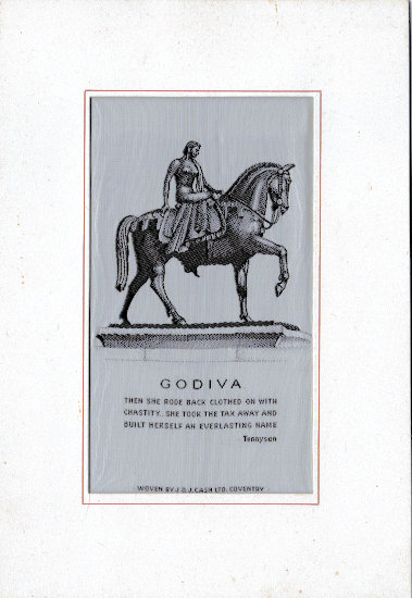 J & J Cash woven picture of the Lady Godiva statue, Coventry