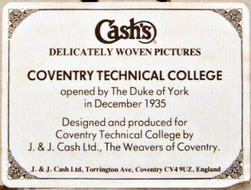 label on the reverse of this J & J Cash woven picture