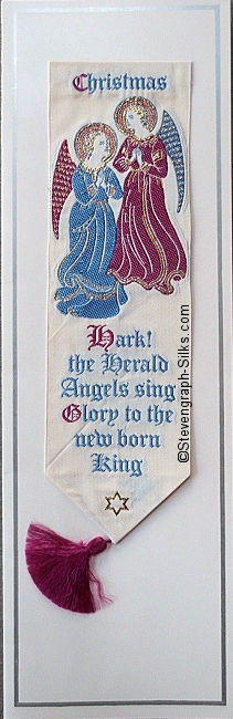 Christmas bookmark with angels and title words