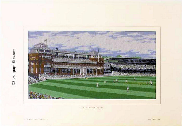 panoramic view of a cricket match in play at Lord's Cricket ground