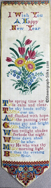 Bookmark with title words, image of flowers and words of short verse