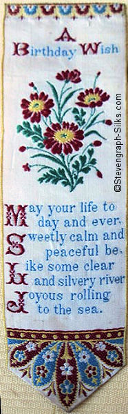 Bookmark with title words, image of flowers and words of short verses