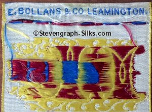 E. Bollans & Co logo on the reverse top turn-over of this bookmark