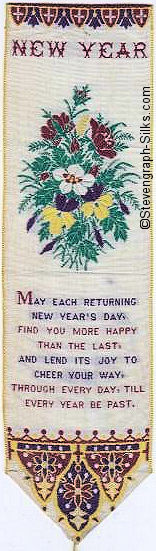 Bookmark with title words at top, image of flower bunch, and words of a verse