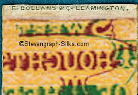Bollans logo on the reverse top turn over of this bookmark