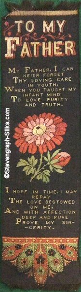 Bookmark with title words, words of verse, image of flowers and more words