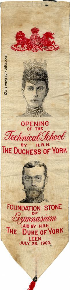 Bookmark with Royal crest, images of the Duchess and Duke of York and words.