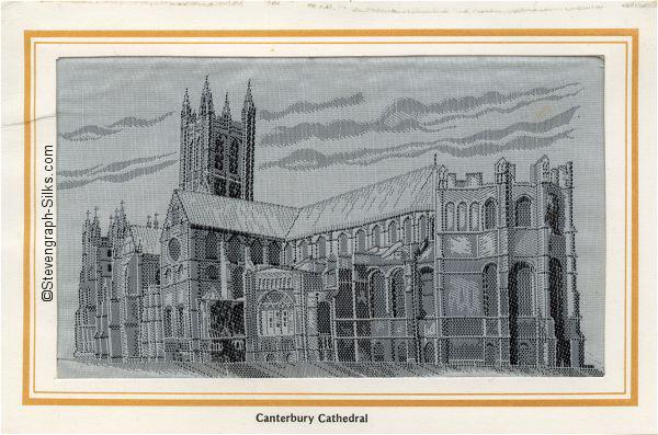 Black and white silk image of Canterbury Cathedral