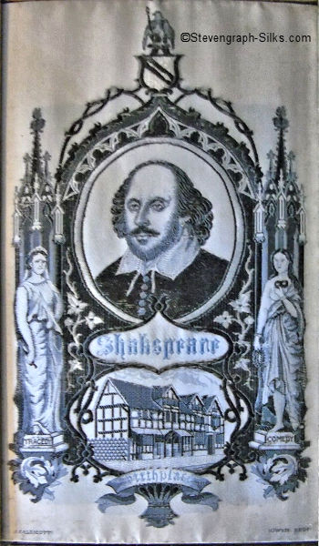 Black and white woven portrait of Shakespeare