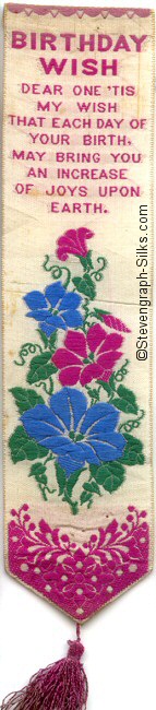 Bookmark with title words, words of verse, then image of flowers