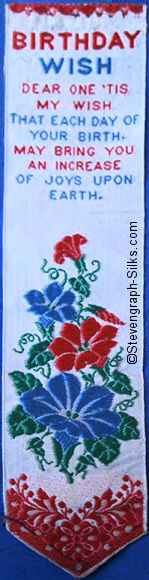 same bookmark, but with different coloured words, and larger gap between words and flowers