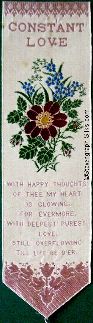 Bookmark with title words, image of flowers, more words of verse and ending with eight flowers