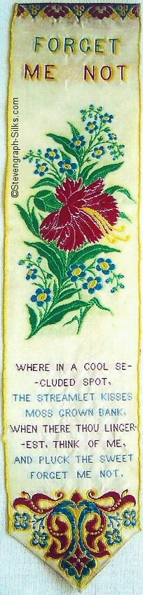 Bookmark with title words, image of flowers and words of verse