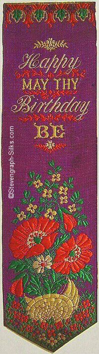 Short bookmark with motif of assorted flowers