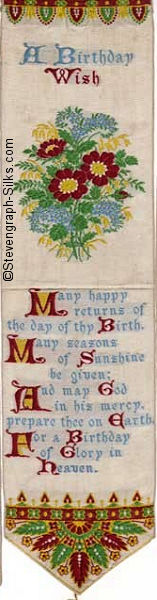 Bookmark with title words, flowers and verse