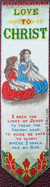 Bookmark with title words, image of two young girls praying and wrods of verse