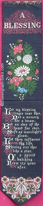 Bookmark with title words, image of flowers, and words of a verse