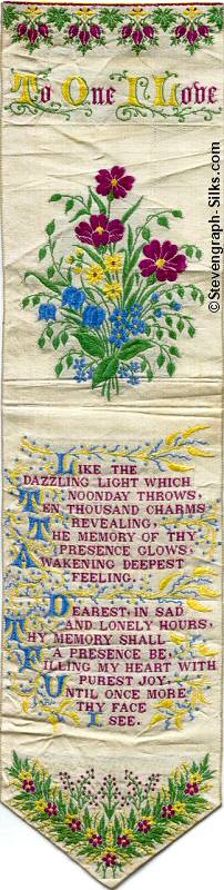 Bookmark with title words, image of flowers and words of two verses