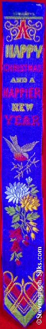 Bookmark with words, image of bird and small bunch of flowers