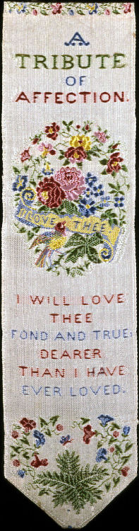 Bookmark with title words, flowers wirh ribbon, and a short verse