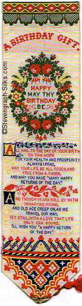 bookmark with elaborate image of wreath surrounding words
