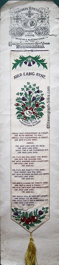 Bookmark with words and display of Scottish thistles and English roses