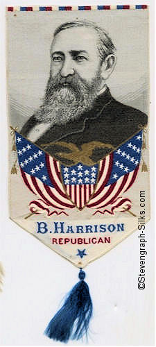 short political favour with portrait of Harrison, and word " Republican " below