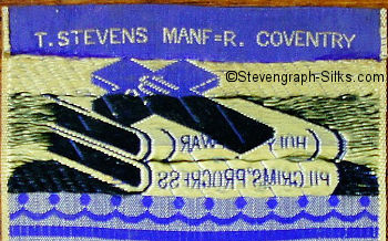 Stevens logo on the top turn over of this bookmark