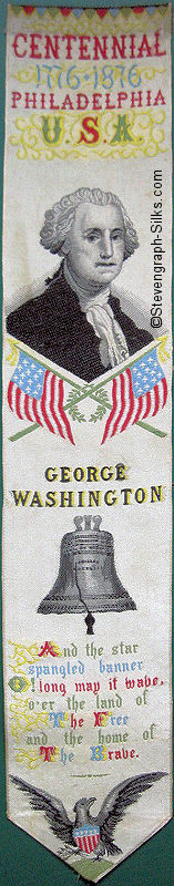 Bookmark with image of George Washington, Flag and Liberty Bell
