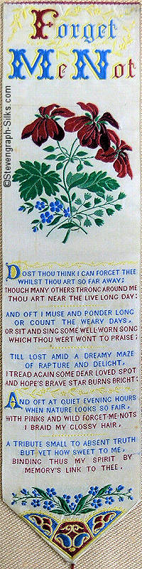 bookmark with title words, flowers and words arranged in verses
