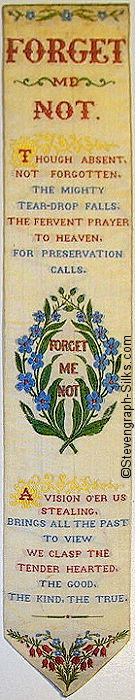 Bookmark with words and central wreath of flowers