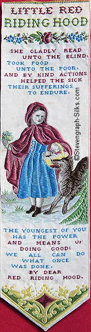 Bookmark with image of Little Red Riding Hood and wolf.