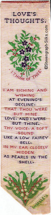 Bookmark with title words, flowers and verse