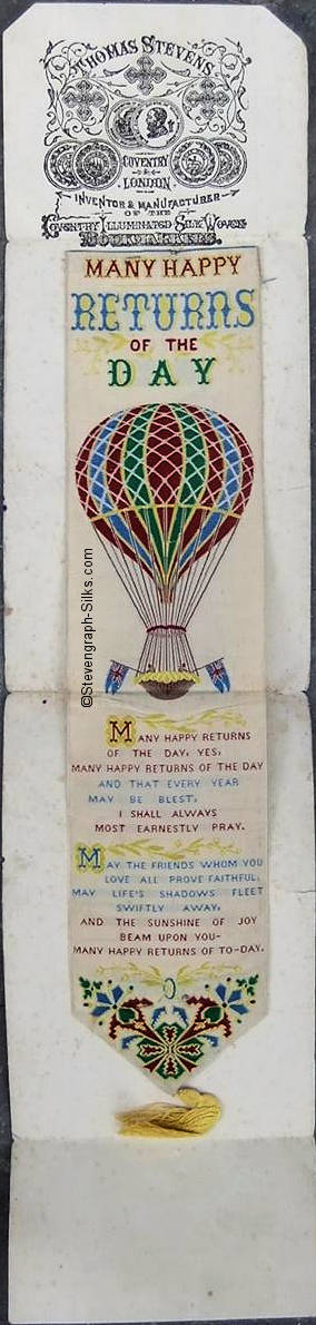Bookmark with words and large hot air balloon