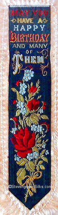 Bookmark with words and image of res and white flowers