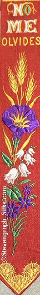red bookmark with title words and image of various flowers