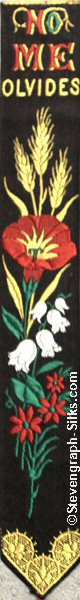 black bookmark with title words and image of various flowers