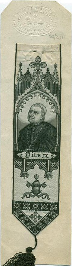 Bookmark with portrait of Pope Pius IX