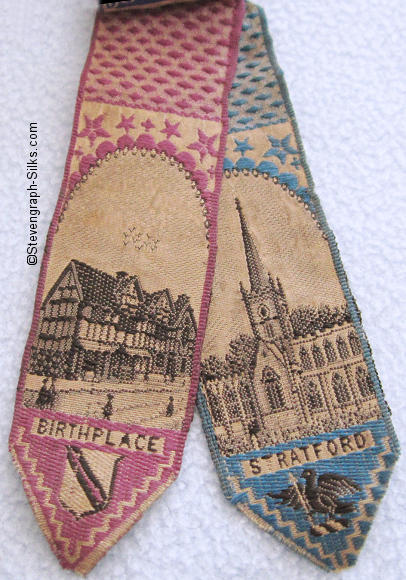Three bookmarks held together with gilt bust, to form the Shakespeare Tercentenary April 23 1864 favor