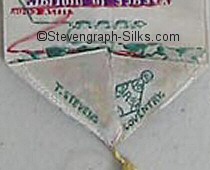 T. Stevens credit and diamond registration mark woven onto reverse pointed end of this bookmark.