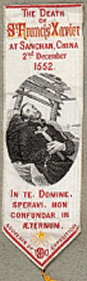 Bookmark with title words, image of the saint, and words of verse