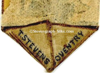 Stevens name woven on the reverse pointed end of this bookmark