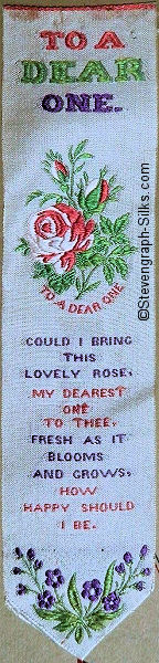Bookmark with title words, image of flowers with words below, followed by words of a verse