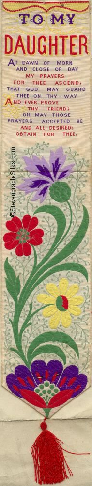 Bookmark with words and motif of a flowers