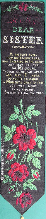 same bookmark, but with black backgound and different coloured words and roses